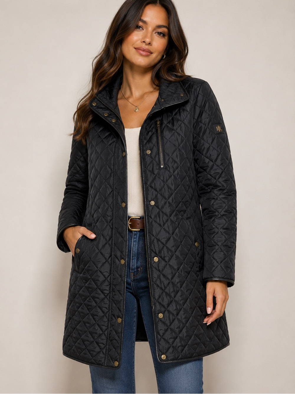 Lauren Ralph Lauren Black Label Diamond-Quilted Chore Coat Sz PL